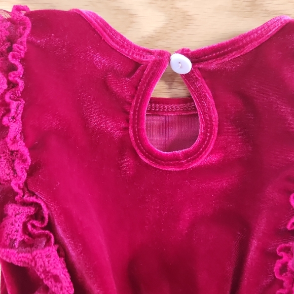 Toddler Velvet Ruffle Long Sleeves Dress with Headband - Picture 11 of 14